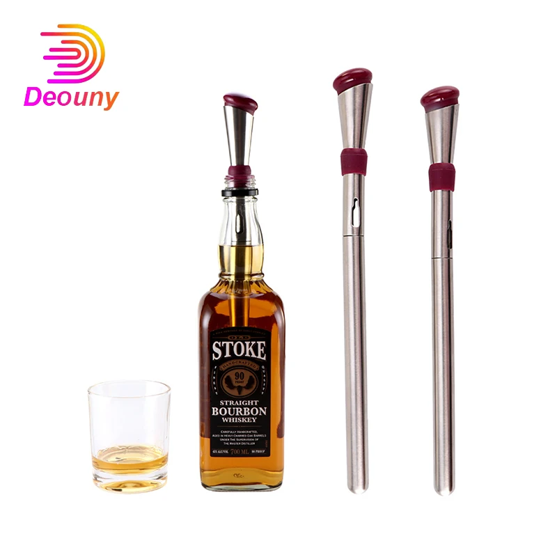 

DEOUNY Wine Chiller Ice Wine Stick Stainless Steel Wine Pourer Quick-frozen Cooler With Silicone Stopper Bar Tools