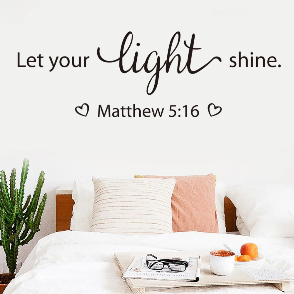 

Let Your Light Shine Matthew 5:16 Religious Quotes Vinyl Wall Decal Art Lettering Wall Stickers Christian Home Decor