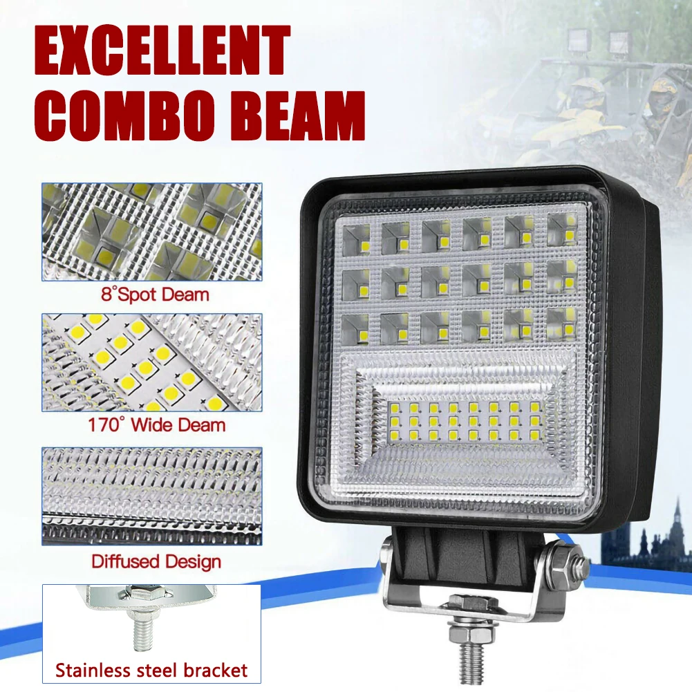 

4 inch 126W LED Work Light Bar Flood Spot Offroad Car Truck Boat Driving Fog Lamps