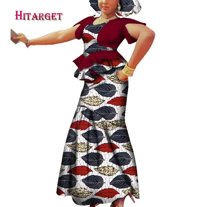 

2020 african dresses for women african print clothing Dashiki African Wax Print Splice Draped Accessory Dresses Clothes WY3699