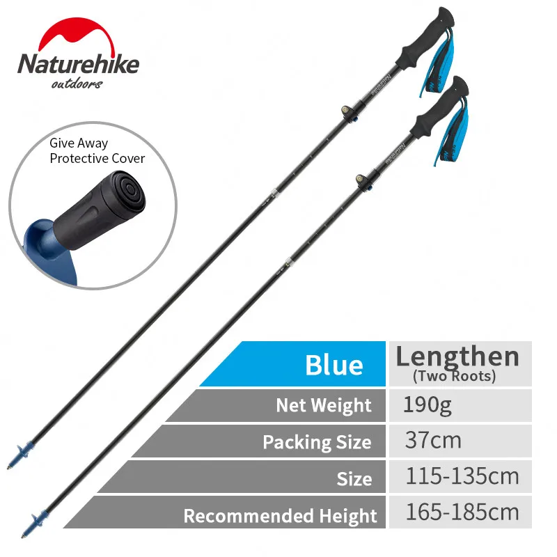 Blue-115-135cm(2) Naturehike углеродного волокна альпеншток 175 г ультралегкий складной 5-разделы треккинг полюс Регулируемый Пеший Туризм трости NH18D010-Z - Цвет: Blue-115-135cm(2)
