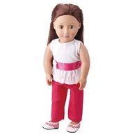 18 inch american doll girls clothes white suit red pants newborn dress baby toys accessories fit 40 43 cm boy dolls gift c208