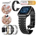 Ремешок из нержавеющей стали для Apple Watch Series 7 41 мм 45 мм, браслет с пряжкой-бабочкой для Apple Watch Band 40 мм 44 мм 38 мм 42 мм