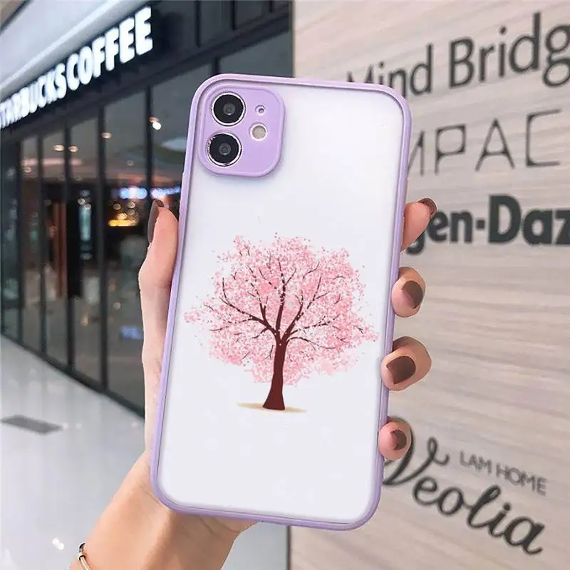 

Cherry blossoms luxury shell Phone Cases funda matte transparent For iphone 7 8 11 12 plus mini x xs xr pro max cover
