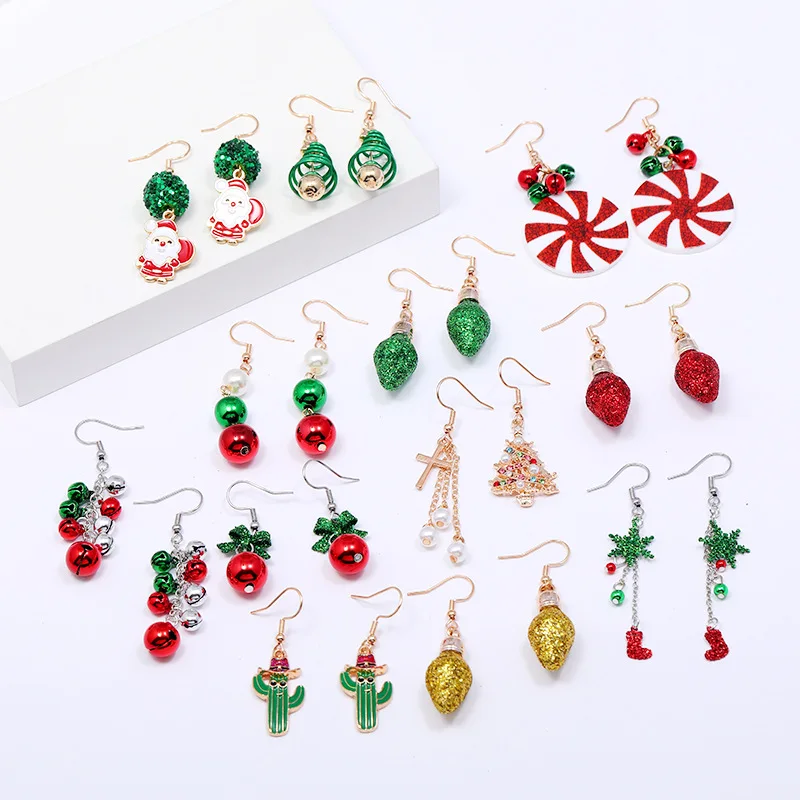 

Christmas Light Bulb Cool Santa Claus Dangle Earrings for Women Funny Colorful Party Trendy Woman Earring Xmas Gift Accessories