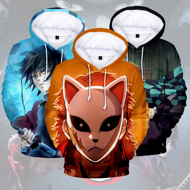 

Anime Cosplay Costumes Demon Slayer Kimetsu No Yaiba Cool Men Autumn Winter Hoodies Sweatshirts Streetwear Hooded For Men MHS081