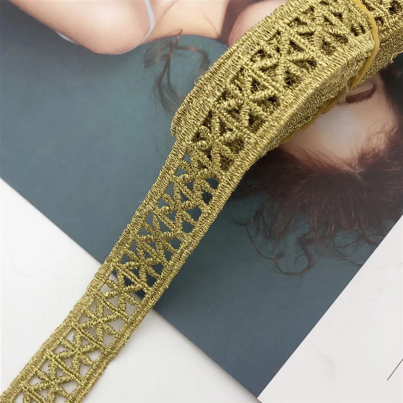 Африканская цветная вышитая золотая тесьма 10 ярдов кружевная обрезная лента