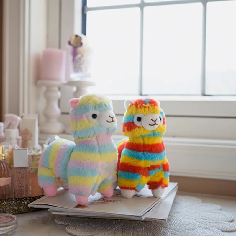 Игрушка плюшевая альпака милая Радужная кукла Зверюшка из мягкого хлопка