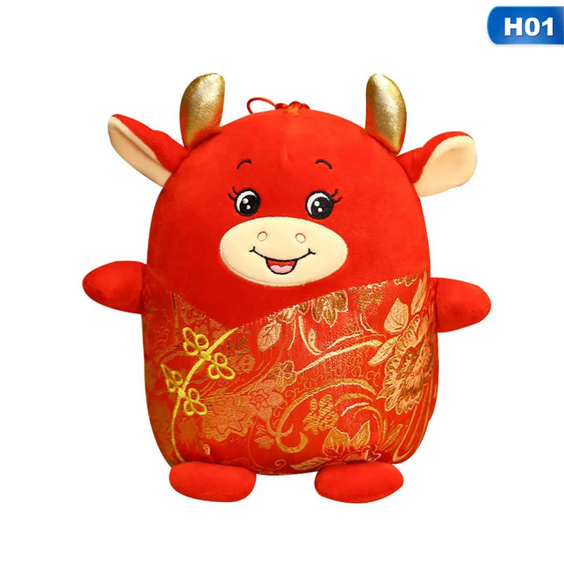 

2021 15/20/25cm Chinese Cow Mascot Doll Cute Golden Horn Tang Suit Cow Plush Toy Home/kitchen Decor