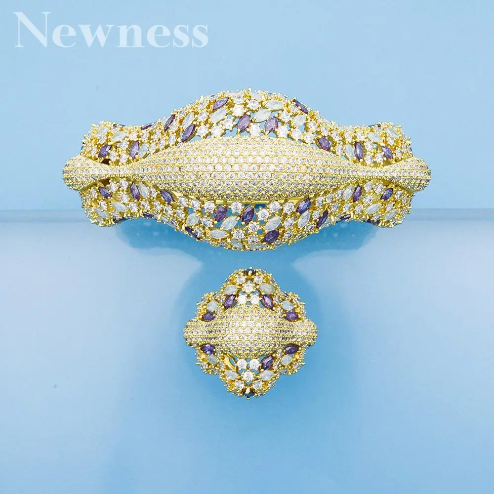 

Новинка 2019 г., набор из браслета и кольца, разноцветные, с зеркальным розовым кубическим цирконием, для невесты, aretes de mujer modernos 2019