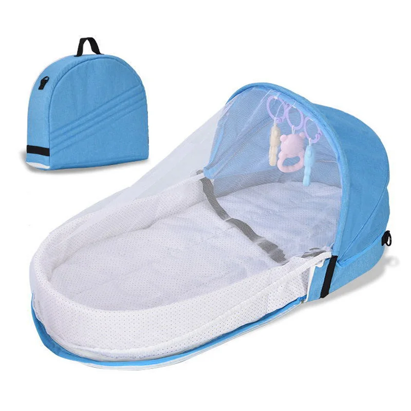 

Baby Bed Travel Sun Protection Mosquito Net portable Foldable Baby Bed Protection Soft Infant Folding Sleeping Basket With Toys