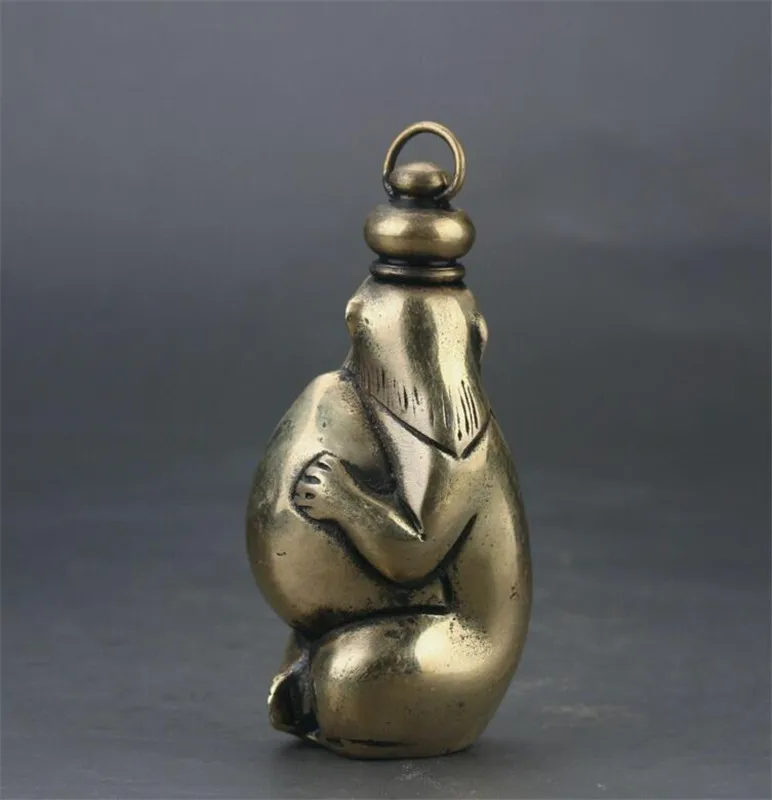 Медная статуя изысканная китайская Бронзовая резная макак с животными