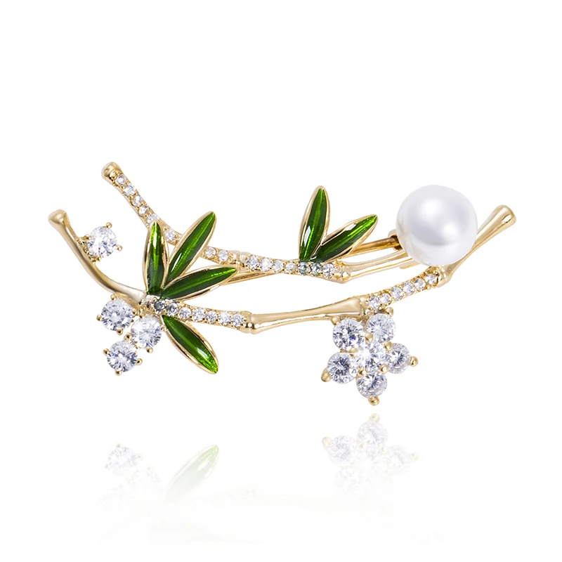 

Ant Angel Bamboo Brooches For Women Rhinestone Leaves Brooch Pins Unique Banquet Party Jewelry Broche