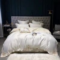 4 pieces luxury satin cotton embroidery bedding sets double queen king size bedding duvet cover bed sheet set