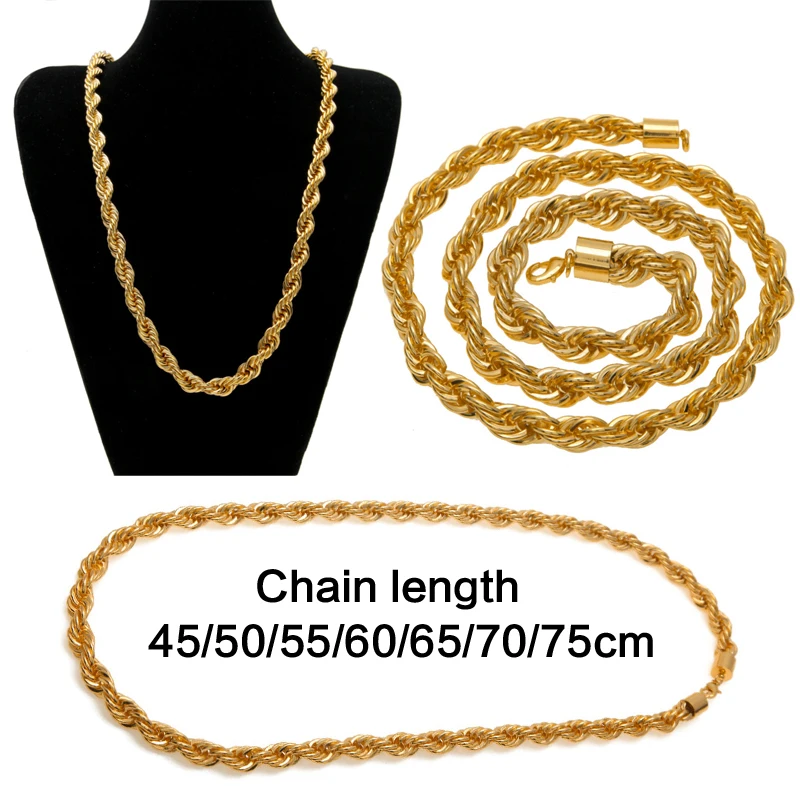 

4MM Long Gold-Color Men's Necklace Twist Chain Long Necklaces Gifts For Man Twist Rope Chain Jewelry Accesory High Quality New