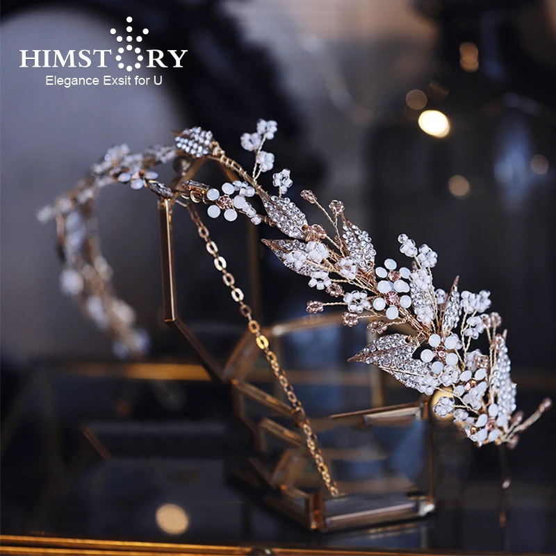 

Himstory Baroque Handmade Gold Leaf Headpiece Wedding Hair Accessories Princess Hair Barrette Bridal Hairwear Hair Jewelry