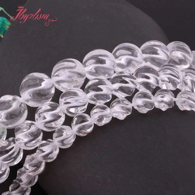 7 10 мм Круглый Резной Твист белый рок кристалл кварца натуральные камни бусы
