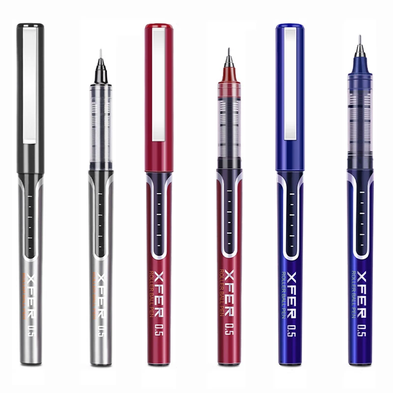 3Pcs/set Deli Straight Liquid Rollerball Pen 0.5mm Large Capacity Blue/black/red Ink Gel Pens School Office Stationery Supplies images - 6