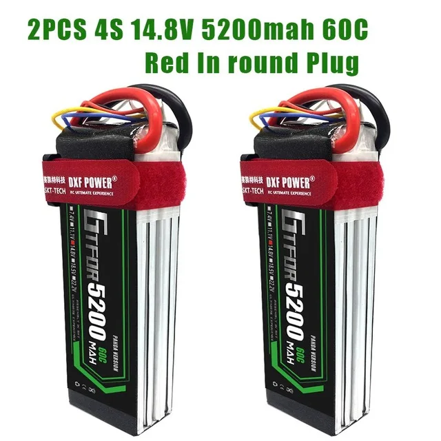 2PCS4S500mahRED 2 шт. батарея Lipo 3s 4S 11,1 V 14,8 V 5200mAh 60C MAX 120C для 1:8 1:10 Радиоуправляемый автомобиль Дрон вертолет E Багги Truggy TRX автомобиль - Цвет: 2PCS4S500mahRED