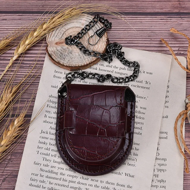 1PC brown vintage pu leather chain pocket watch holder storage case box pouch bag New Fashion images - 6