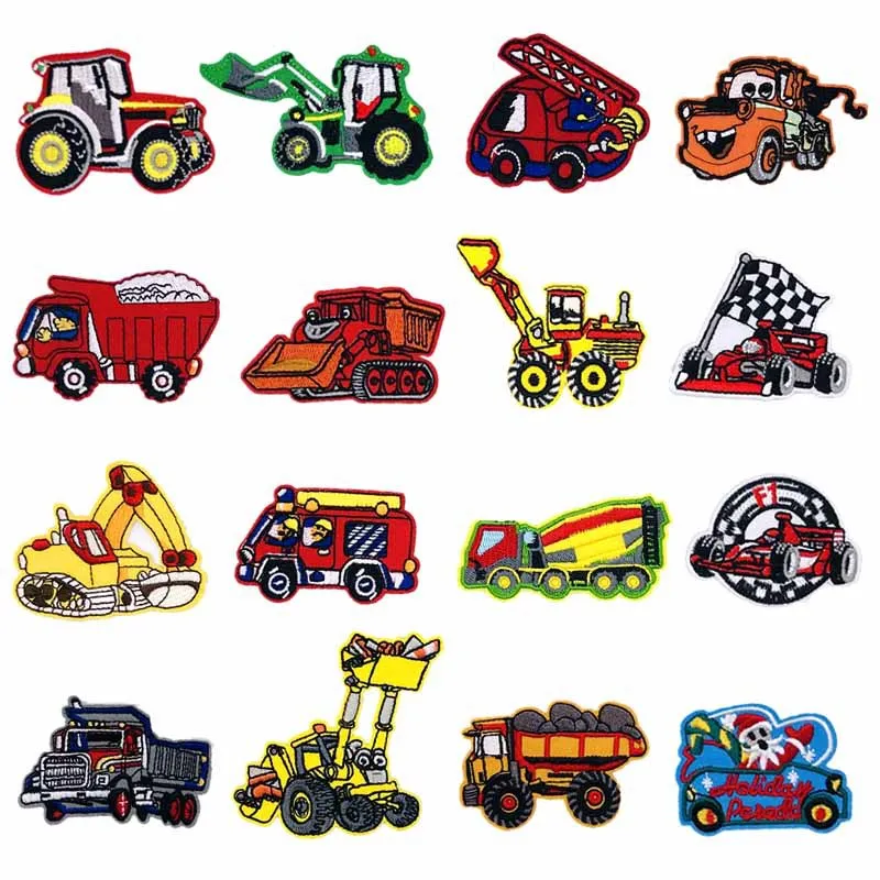 

16pcs cartoon animation engineering vehicles car Sewing iron child Clothing DIY Ironing Embroidery Patch T Shirt Backpack badge