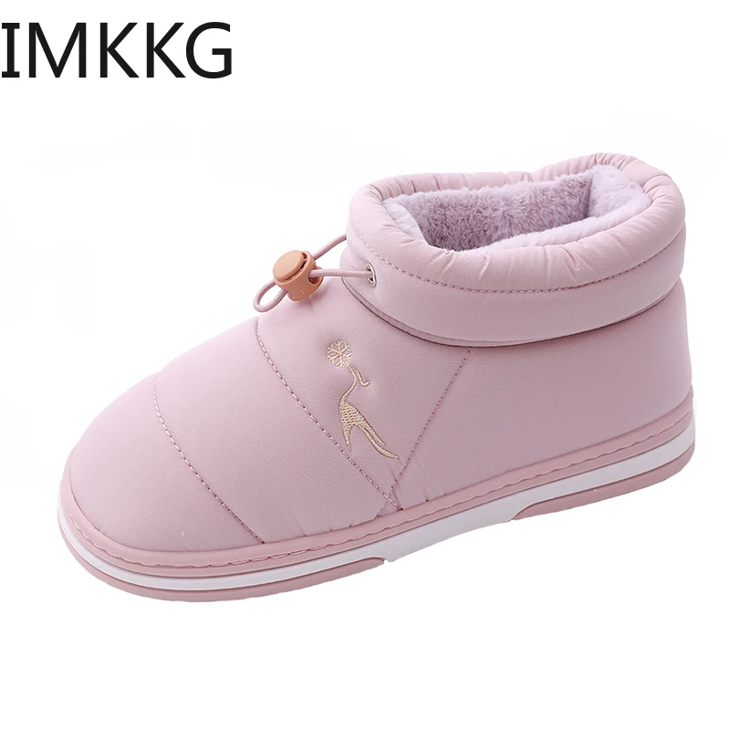 Ботильоны женская плюшевая домашняя обувь теплые зимние ботинки на платформе