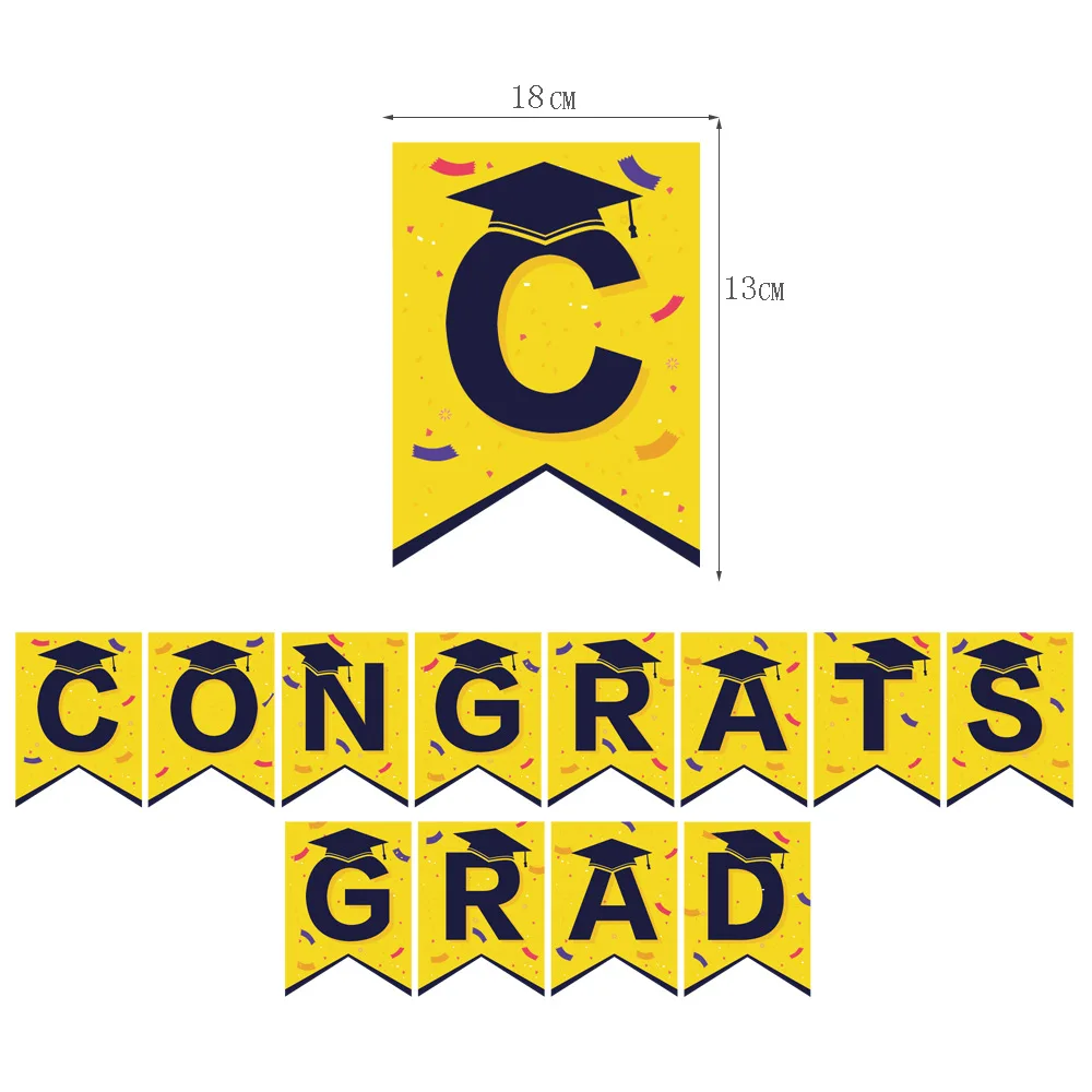 

Graduation Season Theme Decoration Balloon Set Congratsgrad Graduation Party Flag Pull Decoration Supplies Home Decoration Toy