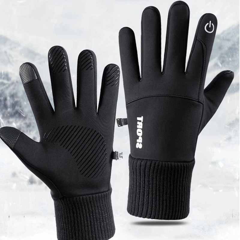 Winter Warm Sports Gloves Men's Contact Screen Driving Ski Windproof Waterproof For Cycling Skatting Fishing | Спорт и