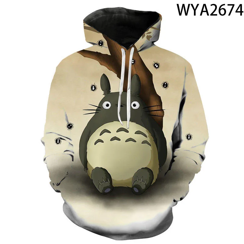

Толстовка Totoro с капюшоном для мальчиков и девочек, модная уличная одежда с 3D принтом, большие размеры 2XS-5XL
