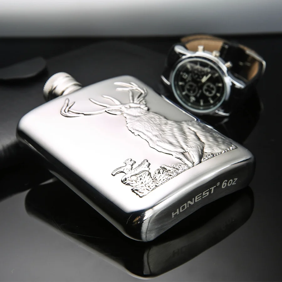 Портативная плоская фляжка из нержавеющей стали уличная металлическая бутылка