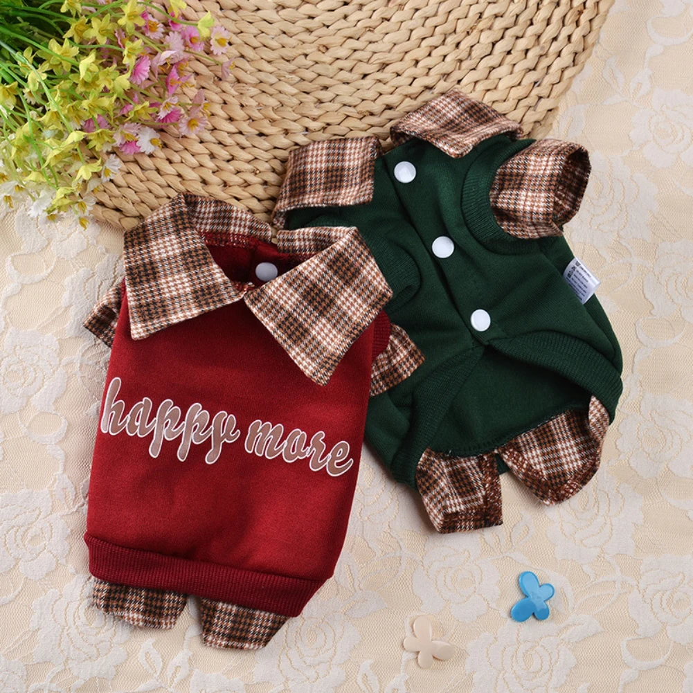 

Plaid Pet Clothes Dogs Shirt Suit Cat Puppy Coat Teddy Fleece Warm T-Shirt for Small Medium Dog Cat Chihuahua Outfit Costume
