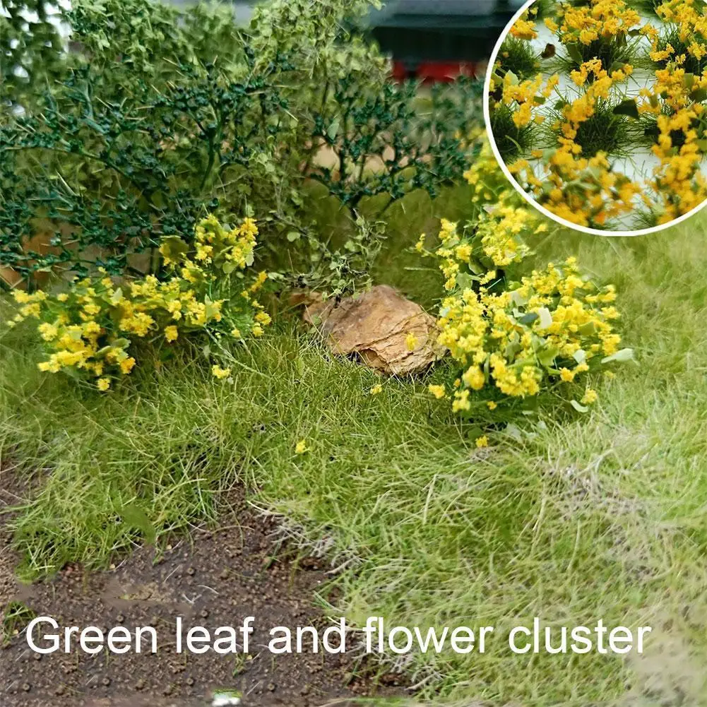 28 шт. в коробке заросли зеленый лист цветок кластер сцена DIY Модель поезд песок