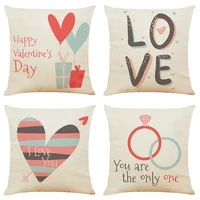 valentines day themed print cushion cover decorative pillows cartoon seat cushions home decor flax throw pillow sofa pillowcase