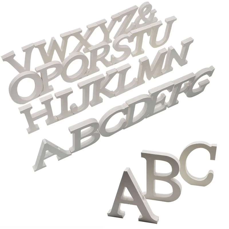 

1pc Wood Wooden Letter White English Alphabets Decorative Gift Ornaments Word Name Design for Wedding Birthday Party Decoration