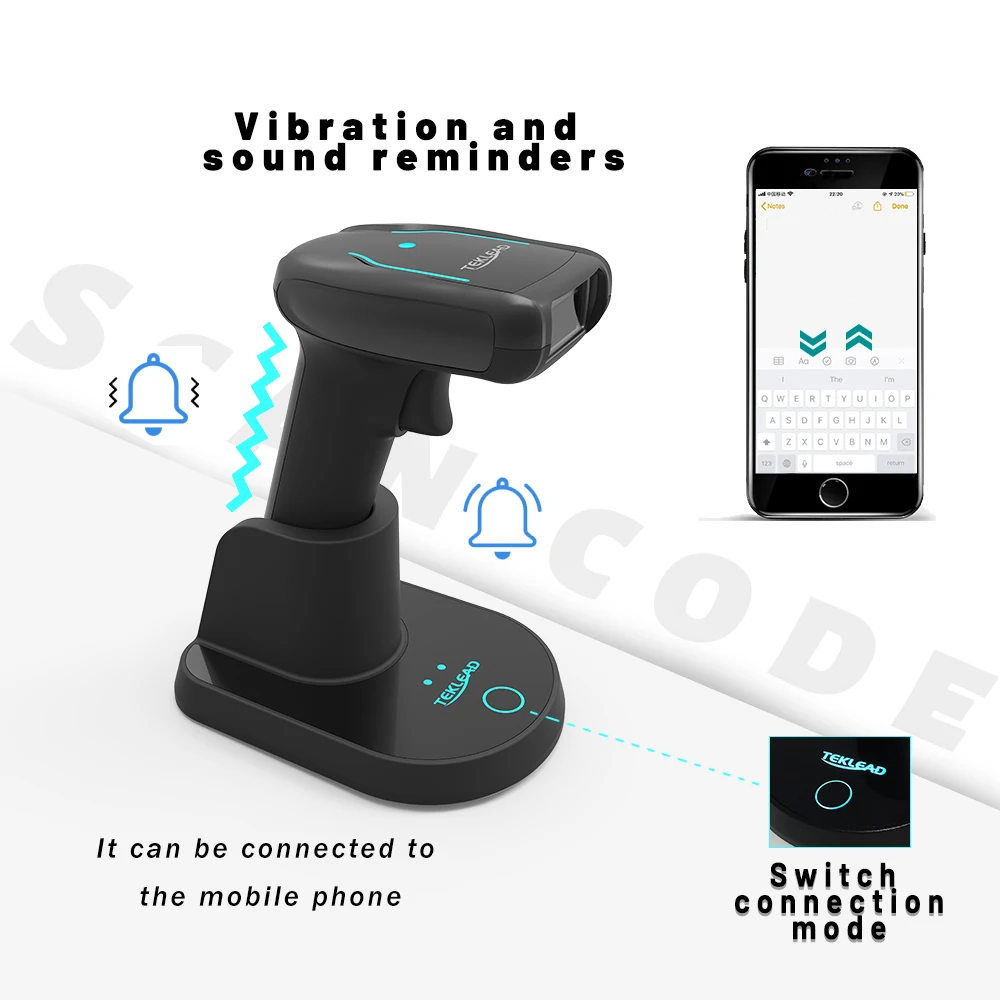 TEKLEAD 1D 2D проводной USB Bluetooth беспроводной 2 4G сканер штрих кода с зарядным