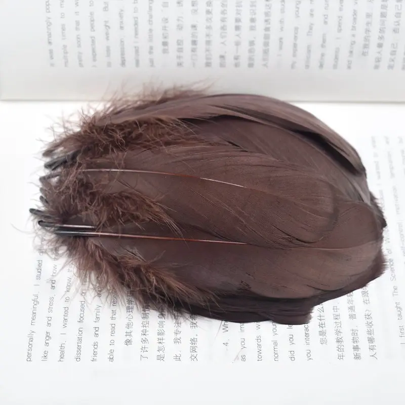 Dark brown Высокое качество,, натуральные гусиные перья для рукоделия, для изготовления ювелирных изделий, 13-18 см, сделай сам, для рождественской вечеринки, перо, домашний Свадебный декор - Цвет: Dark brown