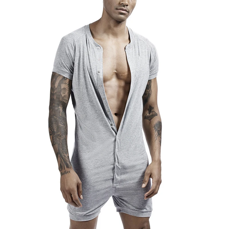 Мужская модная пижама в новом стиле пикантное боди с коротким рукавом и открытой