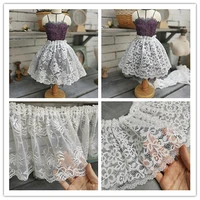 18cm wide beautifully embroidered beige african lace fabric wedding dress fluffy skirt doll costume home textile diy accessories