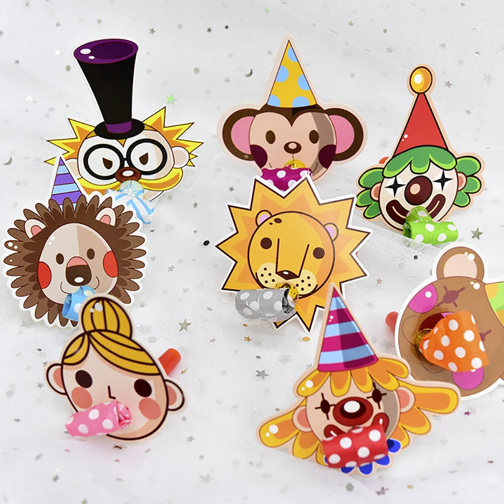 

5pcs/Set Party Blowouts Whistle Clown Animal Cartoon Blowing Dragon For Kids Birthday Party Decoration Children Toys Supplies