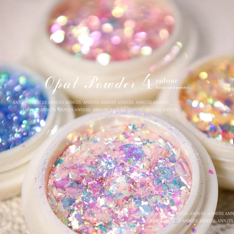 

4 Colors Aurora Ultra-thin Nail Glitter Sequins Sparkle Winter Opal Paillette Flakes For Nail Art Iridescent Holographic Powder