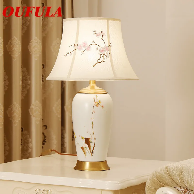 

OUFULA Ceramic Table Lamps Desk Lights Luxury Modern Contemporary Fabric for Foyer Living Room Office Creative Bed Room Hotel