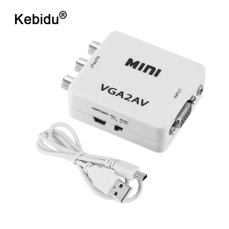 Преобразователь kebidu HD Mini VGA в AV RCA аудиоконвертер VGA2AV/CVBS адаптер 3 5 мм для ПК на ТВ