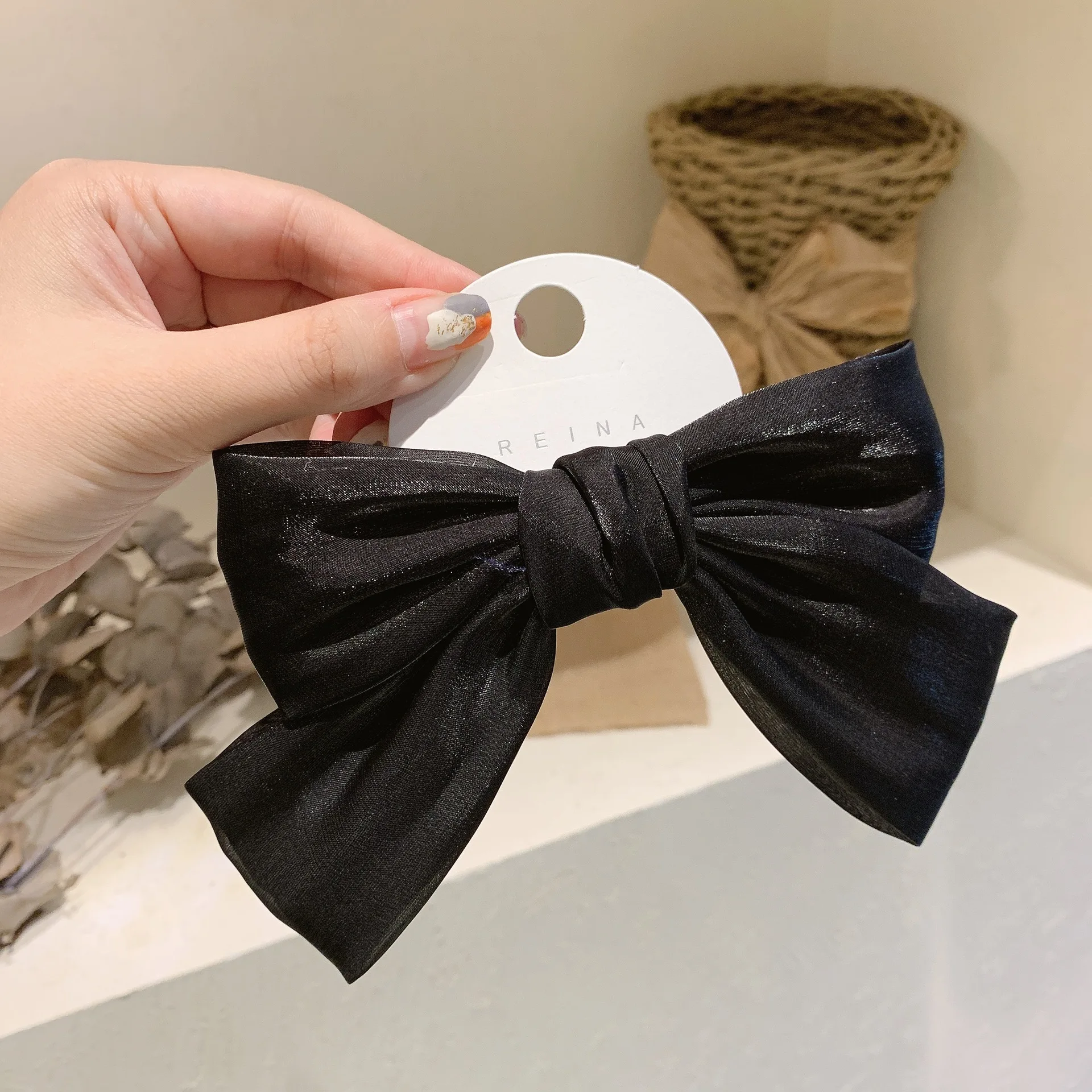 Женская атласная лента для волос заколка-бант в богемном стиле аксессуар с