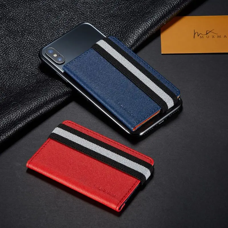 

RFID Blocking Adhesive Genuine Leather Credit Card Pocket Sticker Pouch Holder Case for Cell Phone