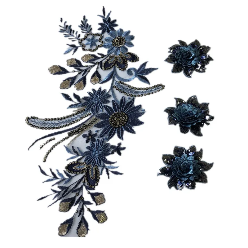 

Sequin flower mesh yarn embroidered cloth patch lace children's denim clothing decorative accessories patch DIY