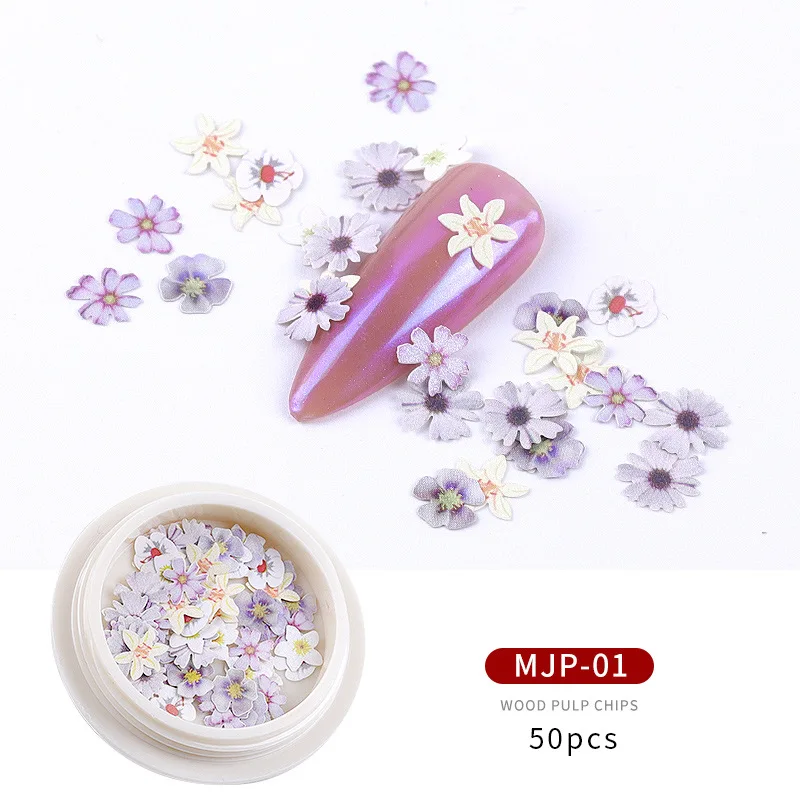 

New Nail Jewelry Ultra Thin Wood Pulp Chips Daisy Flowers and Leaves Mixed Nail Sequin Decoration Dried Flowers Nail Art