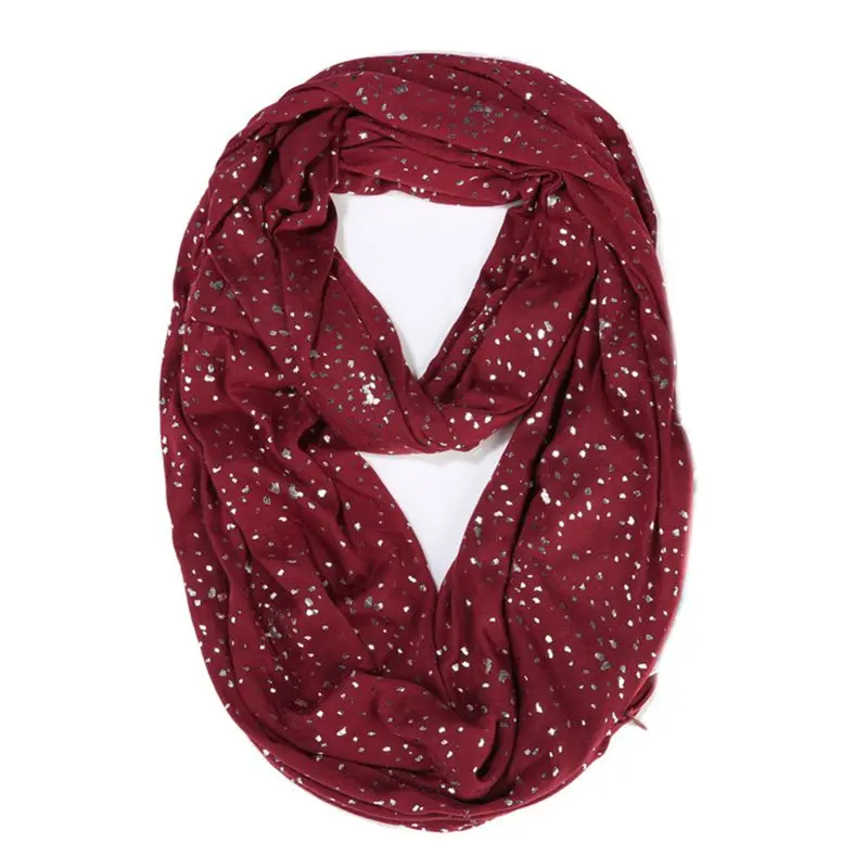 Женский зимний шарф бесконечность Блестящий скрытый с карманами на молнии 2XPC |