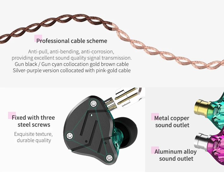 KZ ZSN BA+ DD наушники в ухо гибридная гарнитура HIFI бас шумоподавление наушники для KZ ZST ZSR ZS10 AS10 CCA C10 C16 ZSX