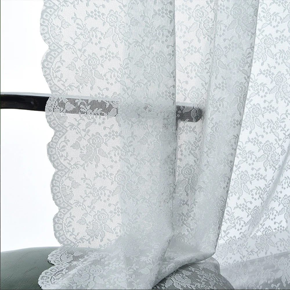 

American Lace Yarn Flower Embroidery Translucent Tulle Living Room Bedroom Window Screen Curtain Used For Multiple Scenes #35