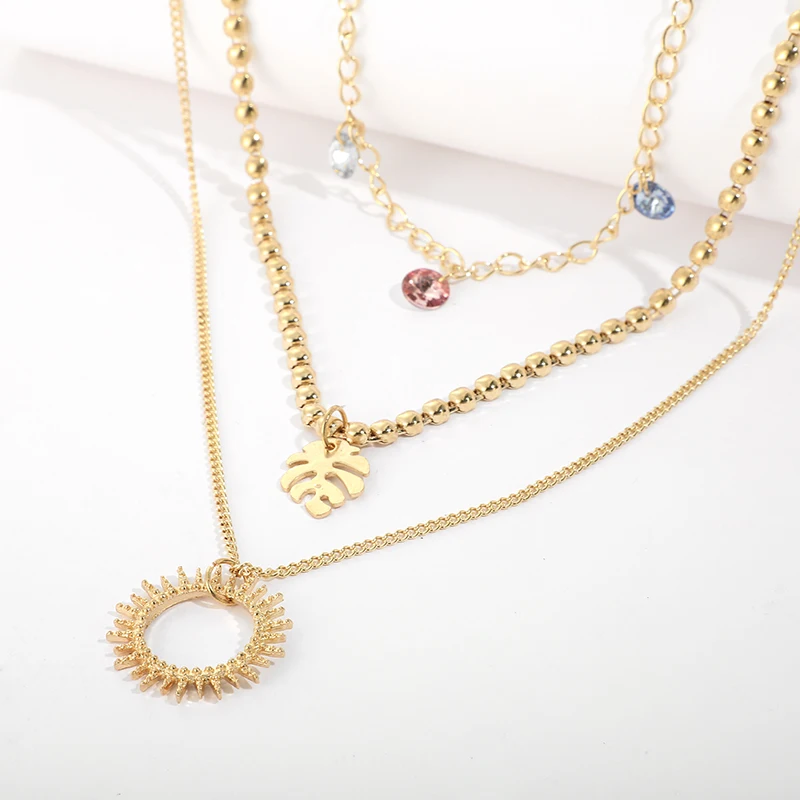 Медальон в форме солнца ожерелье docona стиле бохо для женщин многослойное